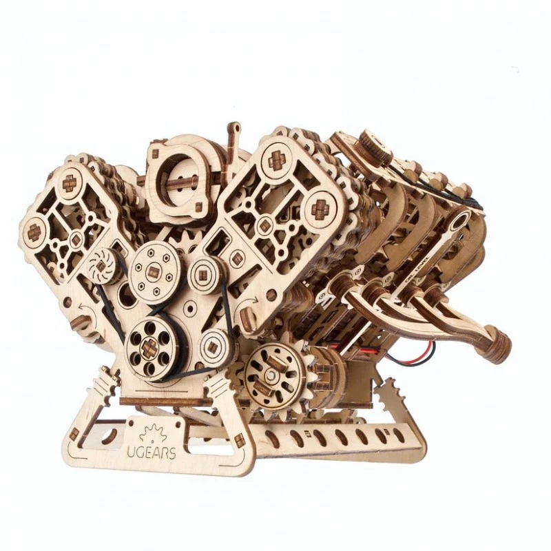 3D Пъзел Ugears Двигател V8 -3Д модел-Дърво&nbsp;